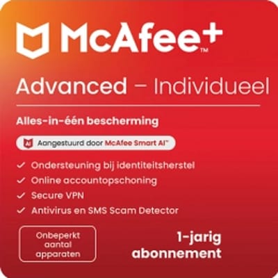 McAfee+ Advanced Individual | 1 Jaar | Onbeperkt aantal apparaten | Nieuw (McAfee Plus Advanced)