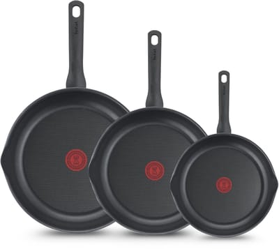 Tefal Day by Day Koekenpannenset - 24/28/32cm - Niet geschikt voor Inductie - Anti-aanbaklaag - Schenktuiten - Aluminium - Zwart
