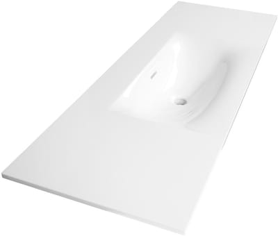 Brauer Glacier Wastafel - 120 cm - met 1 Spoelbak en 0 Kraangaten - Fine Stone Hoogglans Wit