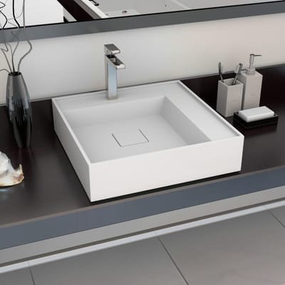 vidaXL - Wastafel - 50x50x12,3 - cm - mineraal - gegoten/marmer - gegoten - wit