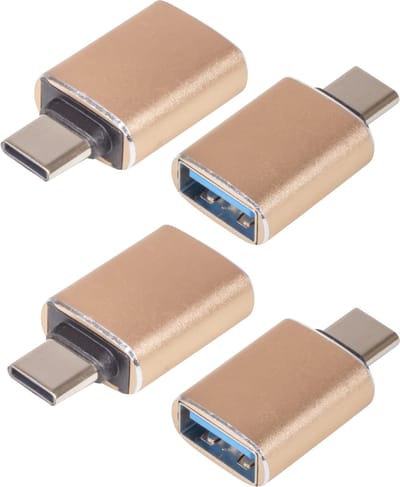 Nuvance USB C naar USB A Converter - Hub - Set van 4 - Universele USB Adapter - Geschikt voor Alle USB A Apparaten - Goud