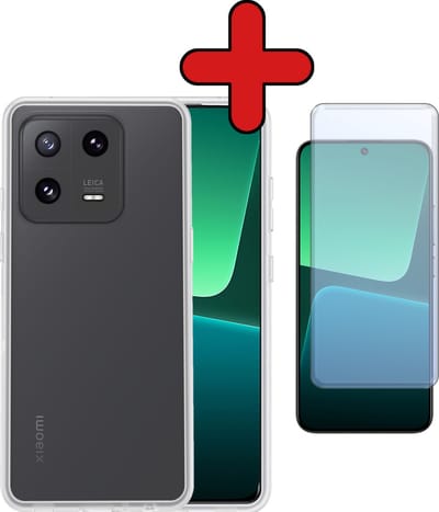 Hoesje - Met Screenprotector - Geschikt voor Xiaomi 13 - Sterk & Shockproof - Telefoon Hoes - Back Cover - Siliconen Case - Telefoonhoes - Transparant