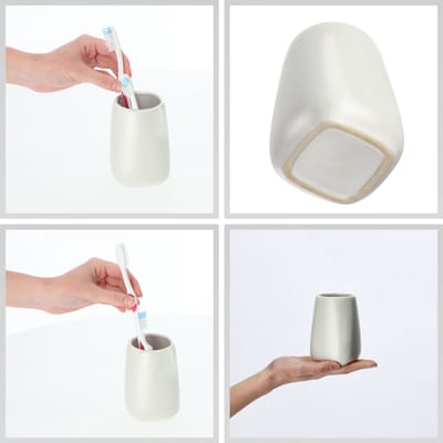 KADAX Badkamerbeker, tandenborstelbeker van keramiek, badkamerbeker, tandenborstelhouder, waterbeker, gematteerd (crème, 2 stuks)