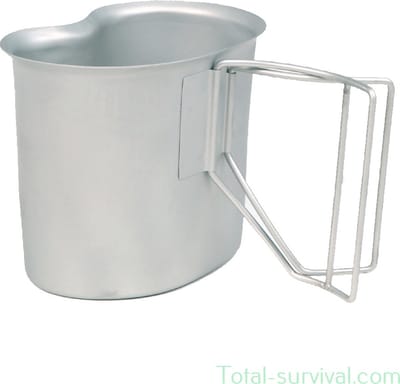 Mil-Tec US Canteen Cup, roestvrij staal, opvouwbare handvatten