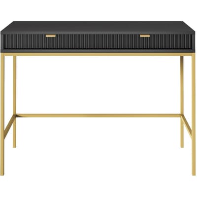 Selsey Vellore - Toilettafel 104 cm - zwart met geribbelde fronten en gouden frame