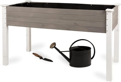 Quvo® Moestuinbak Op Poten – Kweektafel – Kweekbak - Bloembak – Kruidentafel – Verhoogde Plantenbak -Plantenbakken voor Buiten – Moestuintafel - kweekbakken moestuin - Grijs – 63cm x 124cm x 75cm