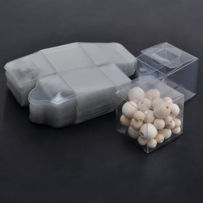 Dailygoods- Cadeaudozen 50 Stuks - Transparante Dozen - Kunststof Vierkant - Gastengiften - Bruiloften - Decoratieve Verpakking - Geschenkdozen
