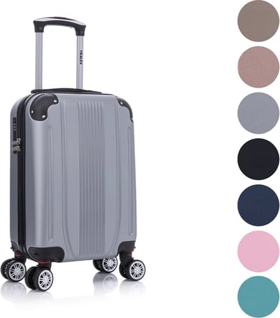 TRALEX - Levante - Kleine Handbagage - 27L - 51x34x20cm - ABS - Harde schaal - Cijferslot - Lichtgewicht - Flexibel - Duurzaam - Stille (rubberen) wielen - Dubbele Spinner-wielen - Zilver