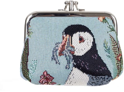 Portemonnee klip - Gobelinstof - Puffin - Papagaaiduiker - Vogel - kunnen geen pasjes in!