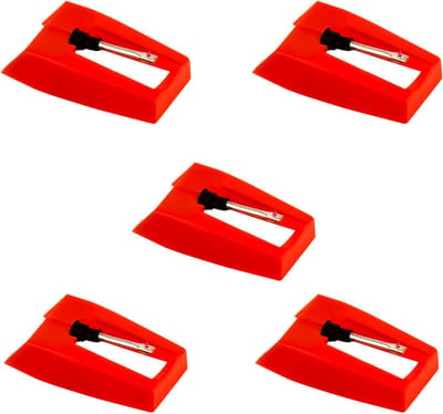 Vervangende Naald voor Platenspeler - Set van 5 - Duurzame Vinyl Naalden (Rood)