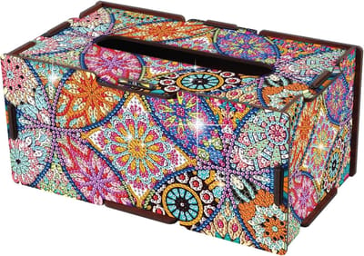 Handkerchief Box voor Diamond Painting, 22 x 12 cm, Tissue Dispenser voor Kantoor en Thuis, Mandala Design, Decoratieve Opbergdoos
