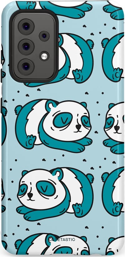 Casetastic hoesje geschikt voor Samsung Galaxy A52 (2021) 5G / Samsung Galaxy A52 (2021) 4G - Dubbellaagse bescherming - Panda dromen - Fashion Case - Lichtgrijs Petrol Wit