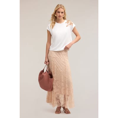 Motivi Long Lace Skirt Powder Pink Size: 32 | Midi Skirts Outlet | Dames | Blauw