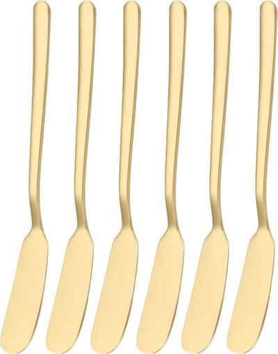 House of Husk Botermesjes Set - Goud - RVS - Botermes - Smeermessen - Tapas Mesjes - 6 Stuks