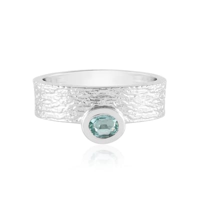 Cavill - Zilveren ring met Paraiba kleurige smaragd 0,245 ct - 925 Sterling zilver platina geplateerd - Ovaal slijpsel - Modern en stijlvol design