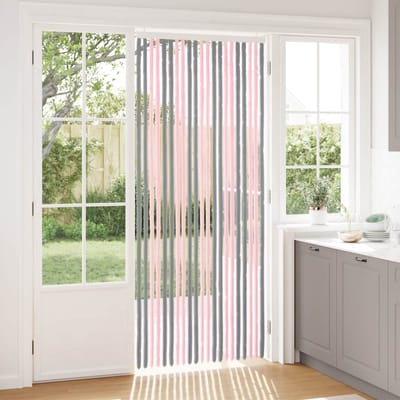 vidaXL - Insecten - Gordijn - Chenille - Zilvergrijs - en - Roze - 90 - x - 220 - cm