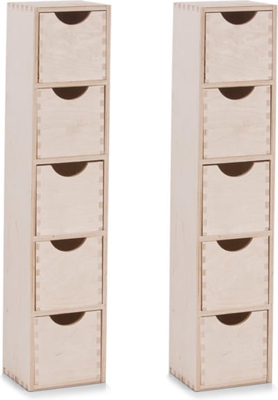 Zeller ladeblok bureau - 2x - 5 lades - 12 x 13 x 60 cm - hout
