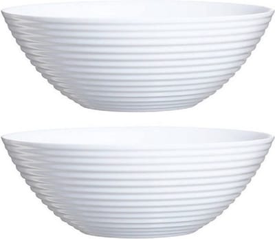 2x Fruitschaal van wit glas 27 cm - Schalen en kommen - Keuken accessoires/benodigdheden glazen fruitschalen