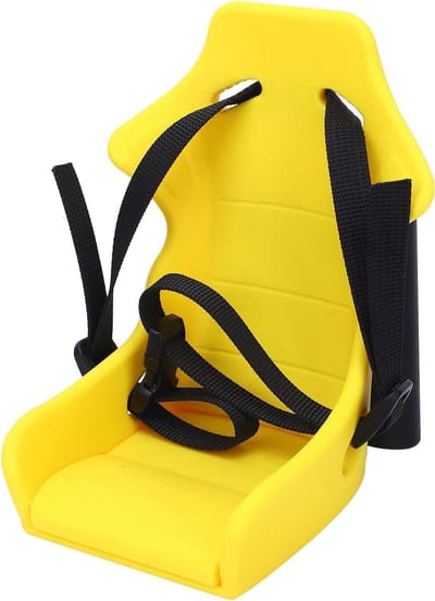 Fiets babypop drager - Draagrek poppen - Poppen meenemen - Verstelbare riem - 35 x 23 x 10 cm - Geel