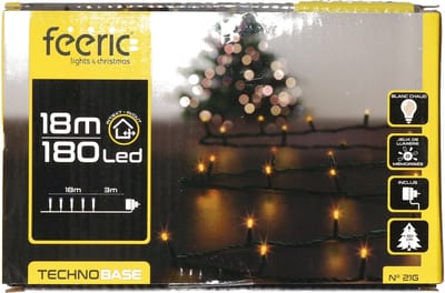 Feeric lights Kerstverlichting lichtsnoer - 180 led lampjes - warm wit - 18 meter - groen snoer - kerstlampjes - kerstboomverlichting