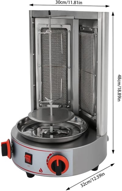 Novari - Döner kebab machine - Kebab grill - Shoarma grill - Grill - 360° automatische rotatie - Vermogen 4,3kW - RVS constructie