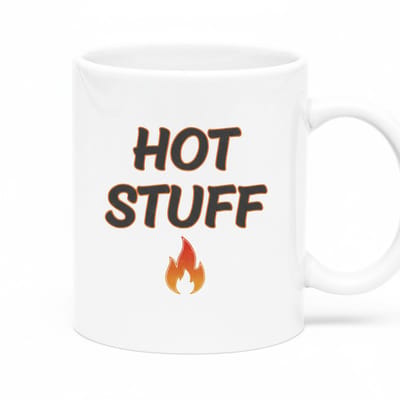 330ml Hot Stuff Mok – Leuke Koffiemok met Vlamontwerp, Perfect Cadeau voor Koffieliefhebbers en Warme Drank Enthousiastelingen