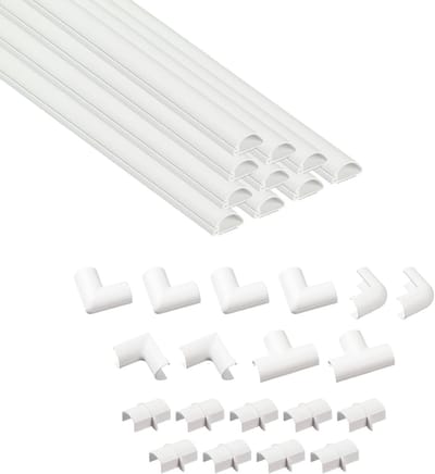 Famanu – Kabelgoot set 4 meter halfrond zelfklevend overschilderbaar inclusief accessoires wit