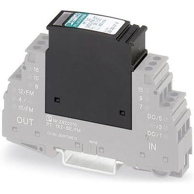 Phoenix Contact 2920078 PT 1X2-24DC/FM-ST Insteekbare overspanningsafleider Set van 10 stuks Overspanningsbeveiliging voor: Verdeelkast 10 kA 10...