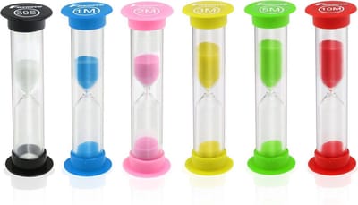 Setje van 6 zandlopers 30sec / 1min / 2min / 3mins / 5mins / 10min ®Pippashop