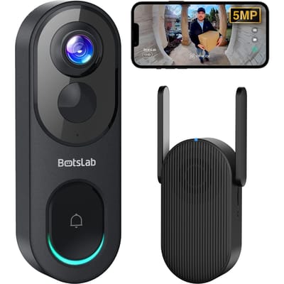 Botslab R810 180° Panoramisch Draadloos Video Deurbel Camera AI Bewegingsdetectie Nachtzicht 5 MP WiFi Deurbel IP66 Waterdicht Beveiliging Digitaal Deurspion met Cloud- en Lokale Opslag