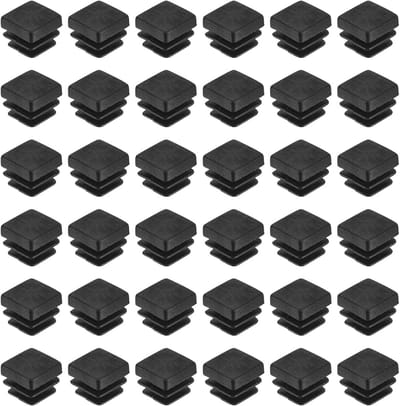 38x Zwarte Vierkante Buisdoppen 10x10mm - Kunststof Eindkappen voor Meubelpoten en Buisframes