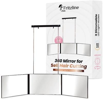 Fritzline Professionele Selfcut Spiegel met Dimbare LED Verlichting - Drieluik Spiegel - Zelf Knip Spiegel - 360 Spiegel - 360 Mirror - 360 spiegel self cut - Kappersspiegel - Drieluik Spiegel - Scheerspiegel