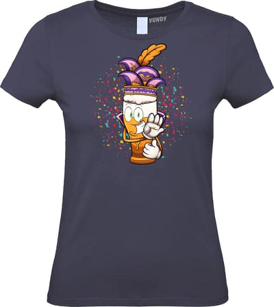 Dames T-shirt Alaaf Bier | Carnaval | Carnavalskleding Dames Heren | Navy | maat XS