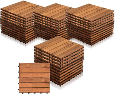 Akazienhout Terrastegels 30x30cm FSC-gecertificeerd 110 Stuks = 10m² Kliksysteem Zonder Gereedschap
