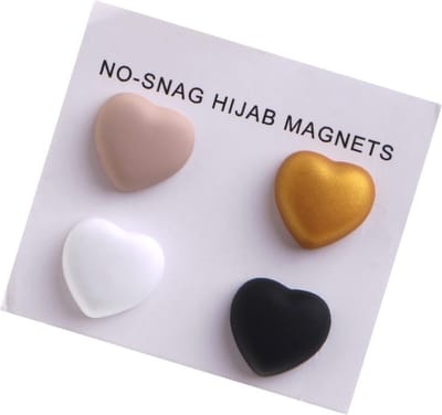 Fako Bijoux® - 4x Magnetische Broche Hart - Magneetbroche - Hoofddoek Magneet - Sjaal - Hijab - Abaya - 14mm - Set 4 Stuks - Mat