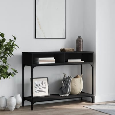 vidaXL - Wandtafel - 100x30,5x75 - cm - bewerkt - hout - zwart