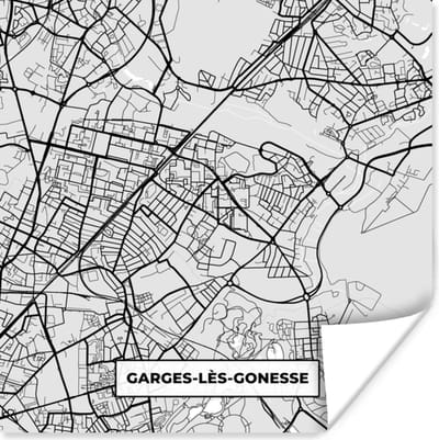 Poster Garges-lès-Gonesse - Frankrijk - Plattegrond - Kaart - Stadskaart - 100x100 cm XXL