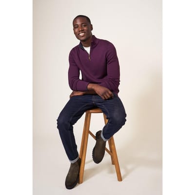 White Stuff Newport Merino Funnel Mid Plum Größe: S | Turtlenecks Outlet | Herren | Magenta