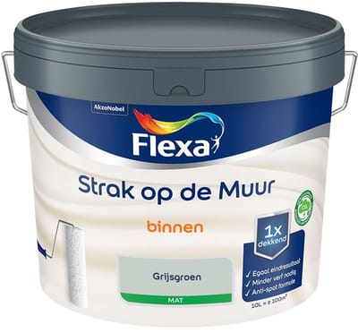 Flexa - Strak Op De Muur Binnen Mat - Grijsgroen - Mengverf - 10 L