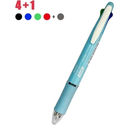 5-in-1 Meerkleurige Balpennen 4 Kleuren Balpen 1 Automatische Potlood met Gum voor School Kantoor Schrijfwaren Kantoorbenodigdheden Light Blue