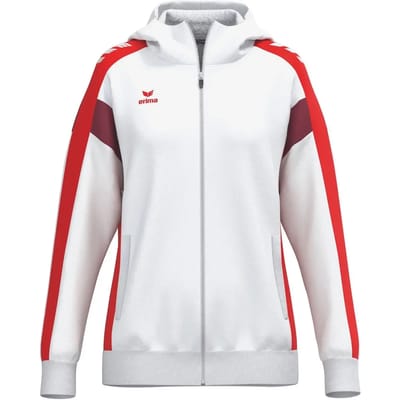 Erima Celebrate 125 Trainingsjack Met Capuchon Dames - Wit / Rood | Maat: 42