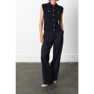 French Connection Roland Knit Collared Gilet Indigo Größe: S | Stoffhosen Outlet | Damen | Blau
