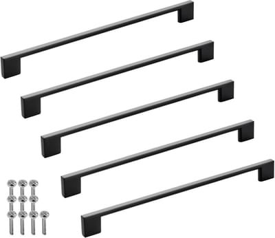 SOTECH 5 stuks meubelgrepen BLACKLINE XII BA 256 mm zwart mat aluminium (lengte 288 mm, breedte 9 mm, hoogte 28 mm) design kastdeurgrepen