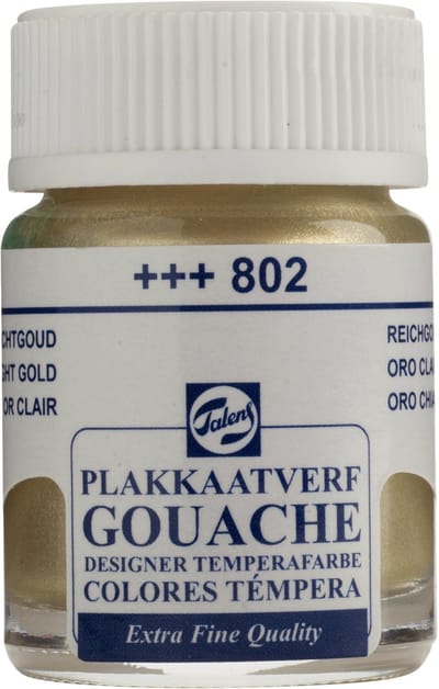 Talens Plakkaatverf Extra Fijn - Licht Goud 802 - 16 ml Matte Afwerking - Sterk Gepigmenteerde Verf voor Kunstenaars & Ontwerpers