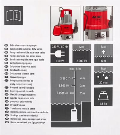 AL-KO TS 400 ECO - Dompelpomp - 400W - 8000 l/h - 5 m Diepte