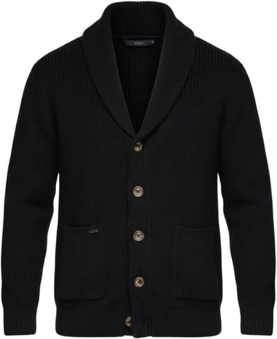OMBRE Trui - Regular Fit - Katoen - Knopen Zwart XXL