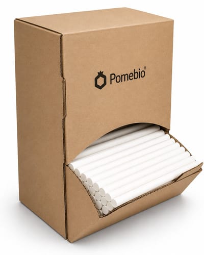 Pomebio papieren rietjes - wit - 8x195 mm - dispenserbox à 500 stuks