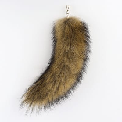 Vossenstaart - Milieuvriendelijke bonthanger - Bontaccessoire - Tashanger voor dames - Autosleutelhanger -53cm -Graad geel