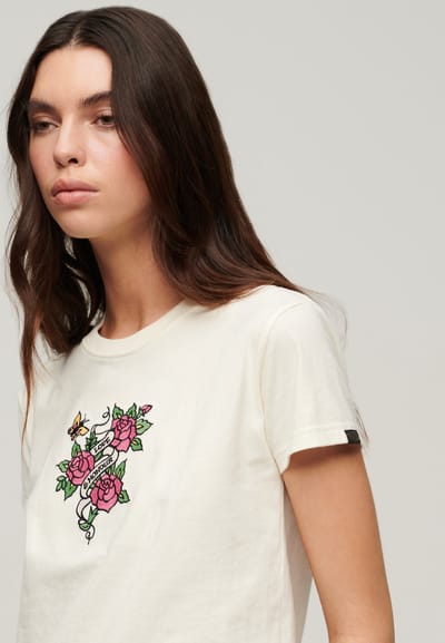 Superdry - Aansluitend Tattoo-T-shirt met borduursel - Dames - T-shirts