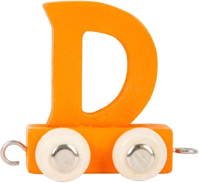 Small Foot - Houten Lettertrein Oranje - D - 12 stuks